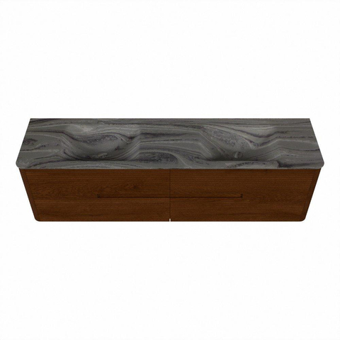 Mondiaz CIRO-DLUX Badkamermeubelset - 180x45x50cm - Solid surface wastafel Sombra - 2 wasbak Dubbel - zonder kraangaten - 4 lades - Ruby SW1531994