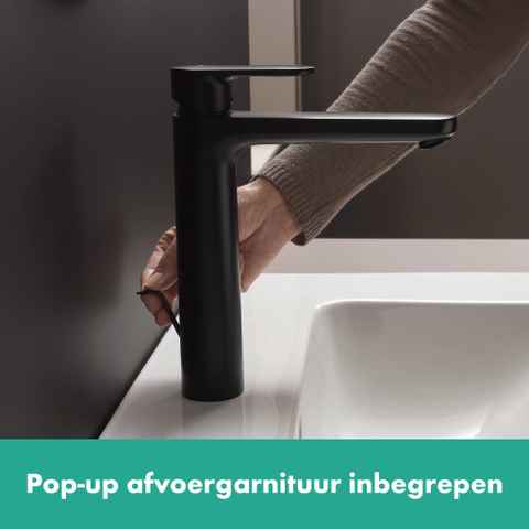 Hansgrohe Vernis Blend Eengreeps wastafelmengkraan - 190 met PopUp - trekwaste - mat zwart SW651526