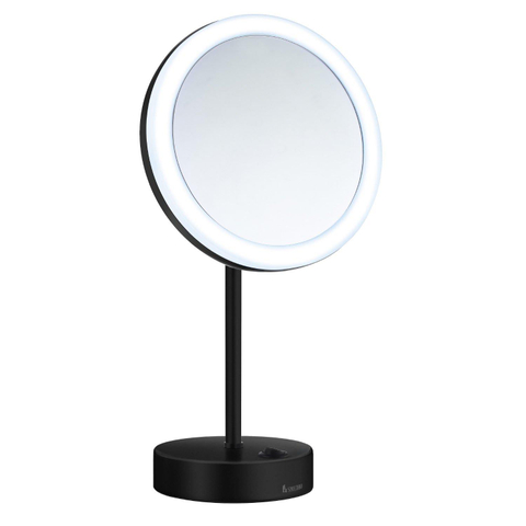 Smedbo miroir grossissant à poser avec éclairage led Noir SW421756