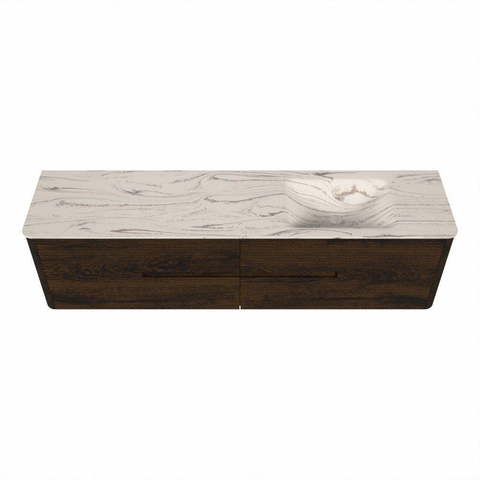 Mondiaz CIRO-DLUX Badkamermeubelset - 190x45x50cm - Solid surface wastafel Nata - 1 wasbak Rechts - zonder kraangaten - 4 lades - Walnut SW1530634