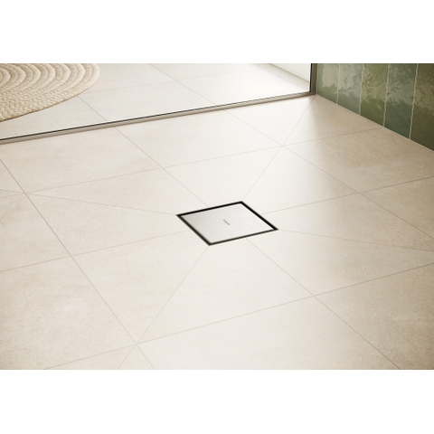 Hansgrohe RainDrain Point Bonde de douche - 15x15cm - face arrière carrelable - brushed stainless steel SW1590436