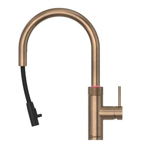 Quooker Flex Round kokendwaterkraan - draaibare & uittrekbare uitloop - PRO3 reservoir - Warm / kokend water - messing patina SW1481680