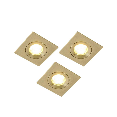 QAZQA Xena spot encastré - set de 3 - 8x8cm - IP44 - carré - or SW1209723