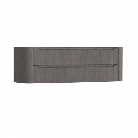 H&R Badmeubelen Juice Meuble sous lavabo - 140x45x50cm - coins arrondis - 4 tiroirs - poignée intégrée - Wengé SW1490068
