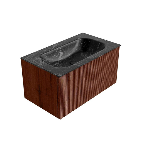 Mondiaz KURVE-DLUX Ensemble de meuble de salle de bains - 80x46x40cm - 1 tiroir - lavabo solid surface - central - sans trou de robinet - Ruby SW1416029