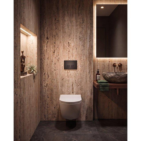 Geberit Inbouwreservoir - UP320 - QeramiQ Push Steel bedieningsplaat slim - dualflush - ronde knoppen - mat zwart SW1600495