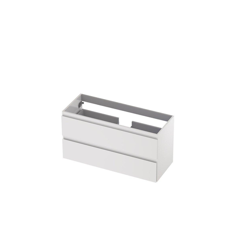 INK Wastafelonderkast - 100x40x52cm - 2 lades - greeploos - MDF lak - Hoogglans wit SB1241022