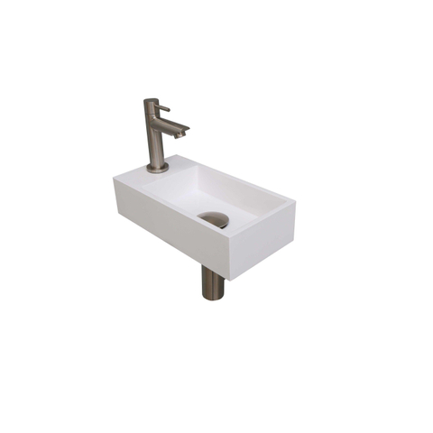 Ink Versus pack lave-mains – 36 x 18 x 9 cm – polystone blanc brillant – perçage à gauche – robinet nickel brossé SW439554