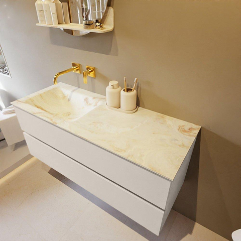 MONDIAZ VICA-DLUX Ensemble meuble de salle de bains - 120cm - meuble bas linen - 2 tiroirs - lavabo encastré cloud gauche - sans trous de robinet - version hauteur 60cm - frape SW1088983
