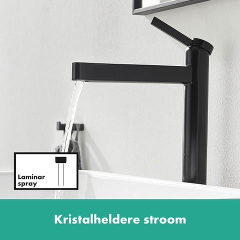 Hansgrohe Finoris 1 greeps wastafelkraan - 260 met afvoerplug - mat zwart SW651283