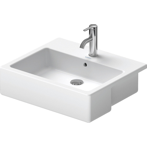 Duravit Vero Half inbouwwastafel - met kraangat - met overloop - 55x47cm - met wondergliss - inclusief bevestiging - wit 0300008
