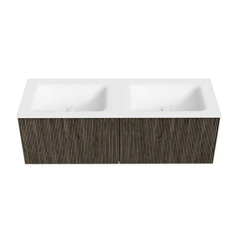 Mondiaz KURVE Badkamermeubelset - 130x46x40cm - 2 lade - wastafel solid surface - dubbel - zonder kraangat - Shadow SW1414139
