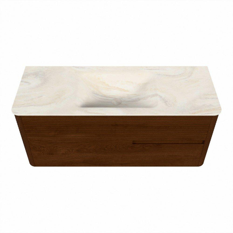 Mondiaz CIRO-DLUX Badkamermeubelset - 120x45x50cm - Solid surface wastafel Ostra - 1 wasbak Midden - 1 kraangat - 2 lades - Ruby SW1531839