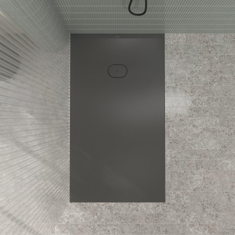Villeroy & Boch Ecora douchebak - 160x90x4.5cm - afvoer korte zijde - anthracite (antraciet) SW1559008