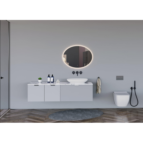 Adema Oval badkamerspiegel ovaal 80x60cm met indirecte LED verlichting met spiegelverwarming en touch schakelaar SW494060