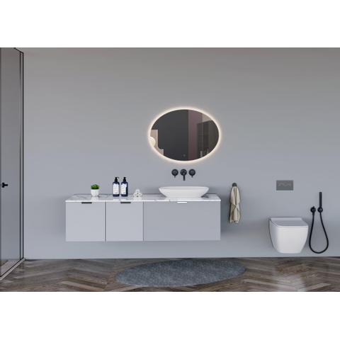 Saniclass Oval spiegel – ovaal – 120x80 cm – indirecte LED rondom – spiegelverwarming – Zilver SW494061