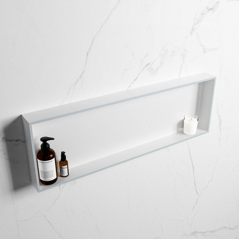 Mondiaz Easy nis 29.5x89.5x8cm voor Inbouw/opbouw 1 open vak Solid surface Talc/Clay SW643694