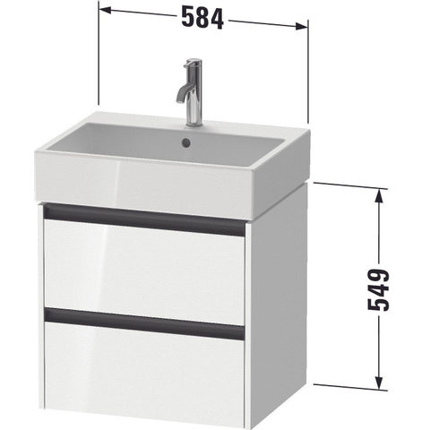 Duravit Ketho.2 Wastafelonderbouwkast - met 2 laden - 58.4x46x54.9cm - met grepen antraciet - natuur eiken mat SW772803