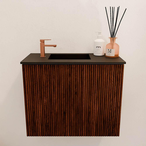 Mondiaz JOYA 50cm meuble de toilette - couleur Ruby - Vasque FAYE position Gauche 1 trou de robinet couleur Urban. SW1421795