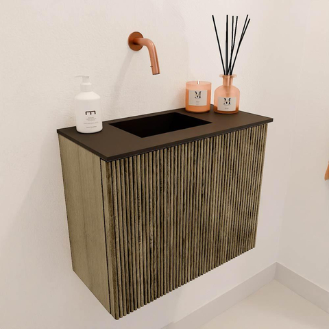Mondiaz JOYA 50cm meuble de toilette - couleur Dusk - Vasque FAYE position Gauche Sans trou de robinet couleur Urban. SW1421717