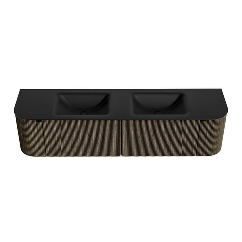 Mondiaz KURVE Ensemble de meuble de salle de bains - 180x46x40cm - 2 tiroirs - 2 portes - lavabo solid surface - double - 2 trous de robinet - Shadow SW1414289