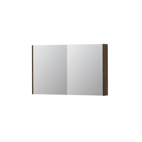 INK SPK2 Spiegelkast - 120x14x74cm - 2 deuren - dubbelzijdige Spiegel - schakelaar en stopcontact - MDF Fineer Chocolate SW439810