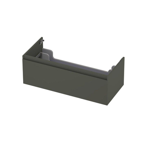 INK Wastafelonderkast - 100x45x35cm - 1 lade - greeploos - MDF lak - Mat beton groen - Incl. INK Faktor wastafel en always open plug - OUTLET UDEN STORE43403