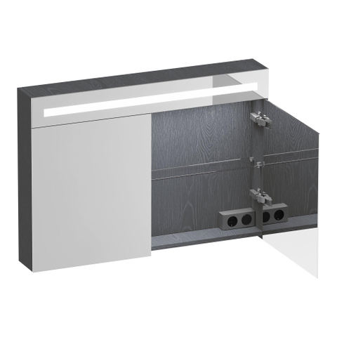 BRAUER Promise Deluxe armoire de toilette – 99 x 70 x 15 cm – LED directe en haut – Timber Grey SW1203643