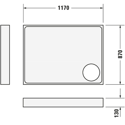 Duravit Starck Slimline Kunststof douchebak acryl rechthoekig - 120x90x5.5cm - zonder poten - wit 0297204