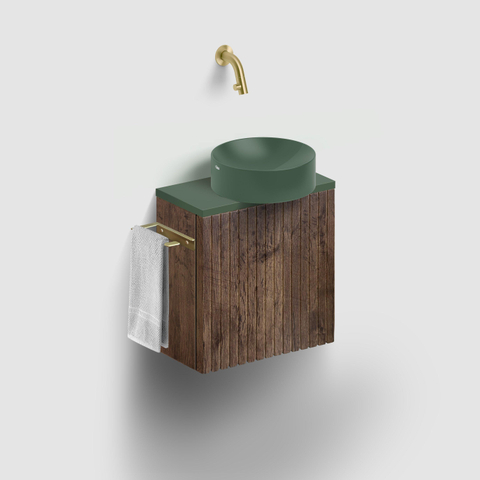 Clou Vale fontaine 22cm Céramique ronde sans plage de robinet mat vert pin SW809551