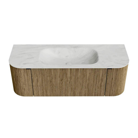 Mondiaz KURVE-DLUX Badkamermeubelset - 130x46x40cm - 1 lade - 2 deuren - wastafel solid surface - midden - 1 kraangat - Dusk SW1415063