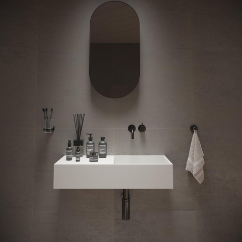 Ideavit Solidplan Wastafel 75x32.5x15cm rechthoek 0 kraangaten 1 wasbak Solid surface wit SW85944