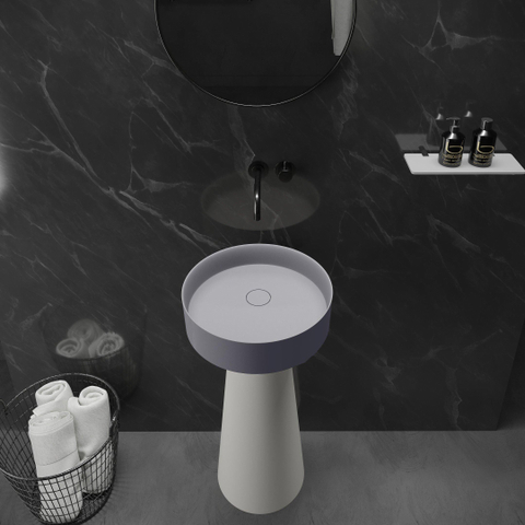 Ideavit SolidFloat Lavabo - sur pied - rond - 87x40x15cm - solid surface - Gris foncé mat SW1159324