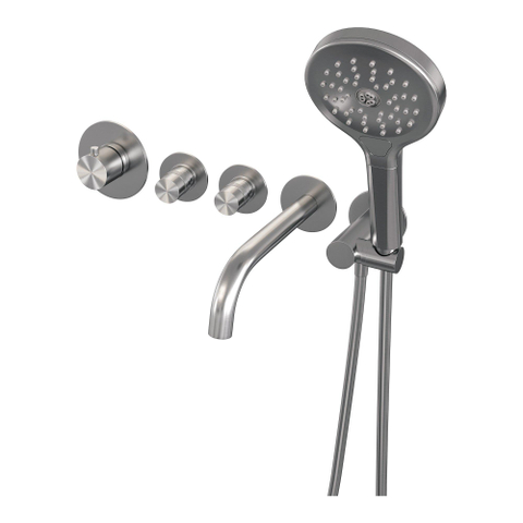 Brauer Brushed Edition Mitigeur baignoire encastrable avec bec déverseur 3 jets douchette et avec partie encastrable ColdStart Nickel brossé PVD SW374414