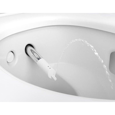 Geberit AquaClean WC Japonais Mera Classic avec aspiration d'odeurs avec air chaud et douche Lady avec lunette softclose et couvercle chromé brillant blanc brillant SW87550