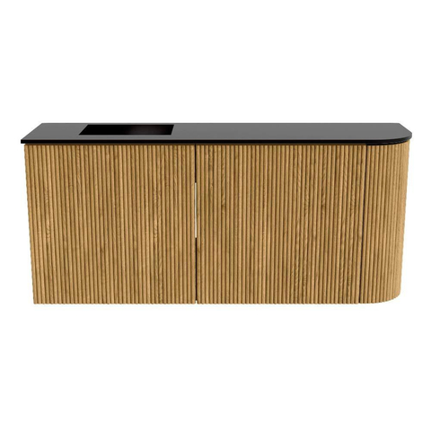 Mondiaz JOYA 91.6cm meuble de salle de bains - arrondi droite couleur Oak - Vasque FAYE position Gauche Sans trou de robinet couleur Urban SW1421272