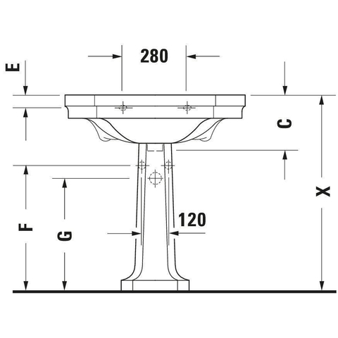 Duravit Serie 1930 Wastafel - 70x50cm - met 1 kraangat - met overloop - wit 0293369