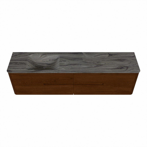 Mondiaz CIRO-DLUX Ensemble meuble de salle de bains - 190x45x50cm - plan-vasque Solid surface Sombra - 1 vasque à gauche - sans trous de robinetterie - 4 tiroirs - Ruby SW1532043