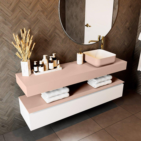 Mondiaz TOP 30 Plan sous vasque suspendu - 150x30x12cm - solid surface - Rosee SW1022085