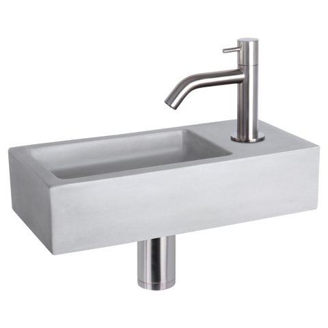 Differnz Ravo fonteinset – 38.5x18.5x9 cm – beton licht grijs – gebogen mat chromen kraan SW705501