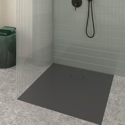 Villeroy & Boch Ecora douchebak - 90x90x3.5cm - afvoer korte zijde - anthracite (antraciet) SW1558990