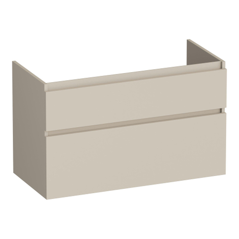 BRAUER Delight meuble sous-lavabo - 100x46x60cm - 2 tiroirs à fermeture douce - sans poignées - 1 découpe pour siphon - beige mat SW1199315
