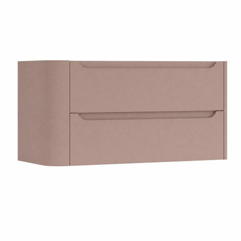 H&R Badmeubelen Juice Meuble sous lavabo - 100x45x50cm - angle gauche arrondi - 2 tiroirs - poignée intégrée - strawberry SW1489567