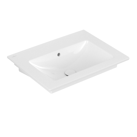 Villeroy & Boch venticello wastafel - zonder kraangat - 65x50cm - met overloop CeramicPlus - White Alpine (glans wit) 1025149