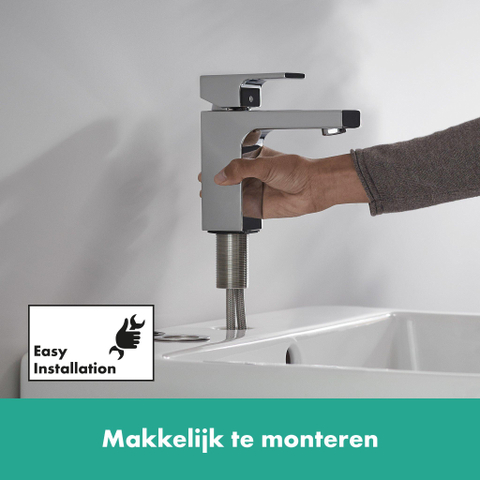 Hansgrohe Vernis Shape 1 greeps wastafelkraan - 100 met trekwaste - hoogglans chroom SW651367