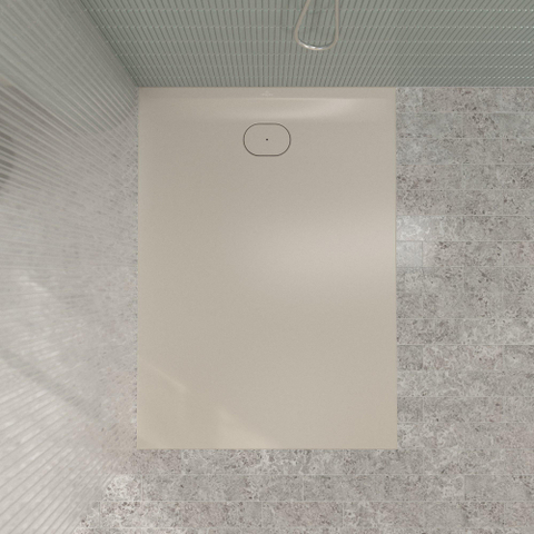 Villeroy & Boch Ecora douchebak - 140x100x3.5cm - afvoer korte zijde - almond (beige) SW1558902