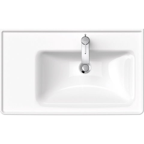 Duravit D-neo Wastafel - met waskom rechts - met kraangat - met overloop - 80x48cm - met wondergliss - wit SW640466