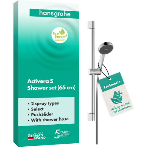 Hansgrohe Activera S - doucheset - 95 - 2jet - ecosmart+ - met glijstang 65cm - hoogglans chroom SW1387901