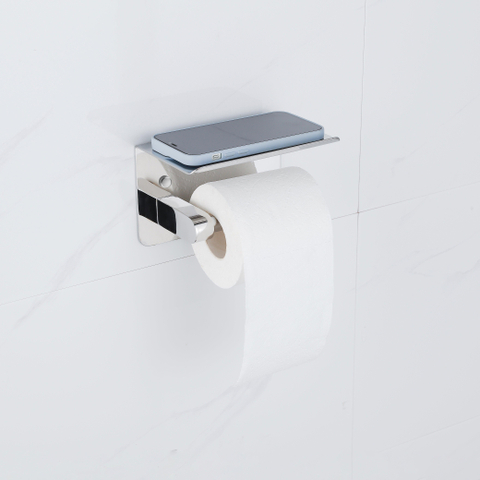 Fortifura Calvi Toiletset - toiletrolhouder - met klep- toiletborstel - handoekhaak - hoogglans chroom SW1390017