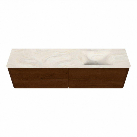 Mondiaz CIRO-DLUX Ensemble de meubles de salle de bains - 190x45x50cm - Vasque en solid surface Ostra - 1 lavabo à droite - 1 trou de robinet - 4 tiroirs - Ruby SW1531869